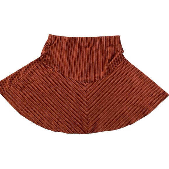 NWT Free People Camden Skirt Ginger Snap Velour Striped Skirt Orange - Picture 3 of 13
